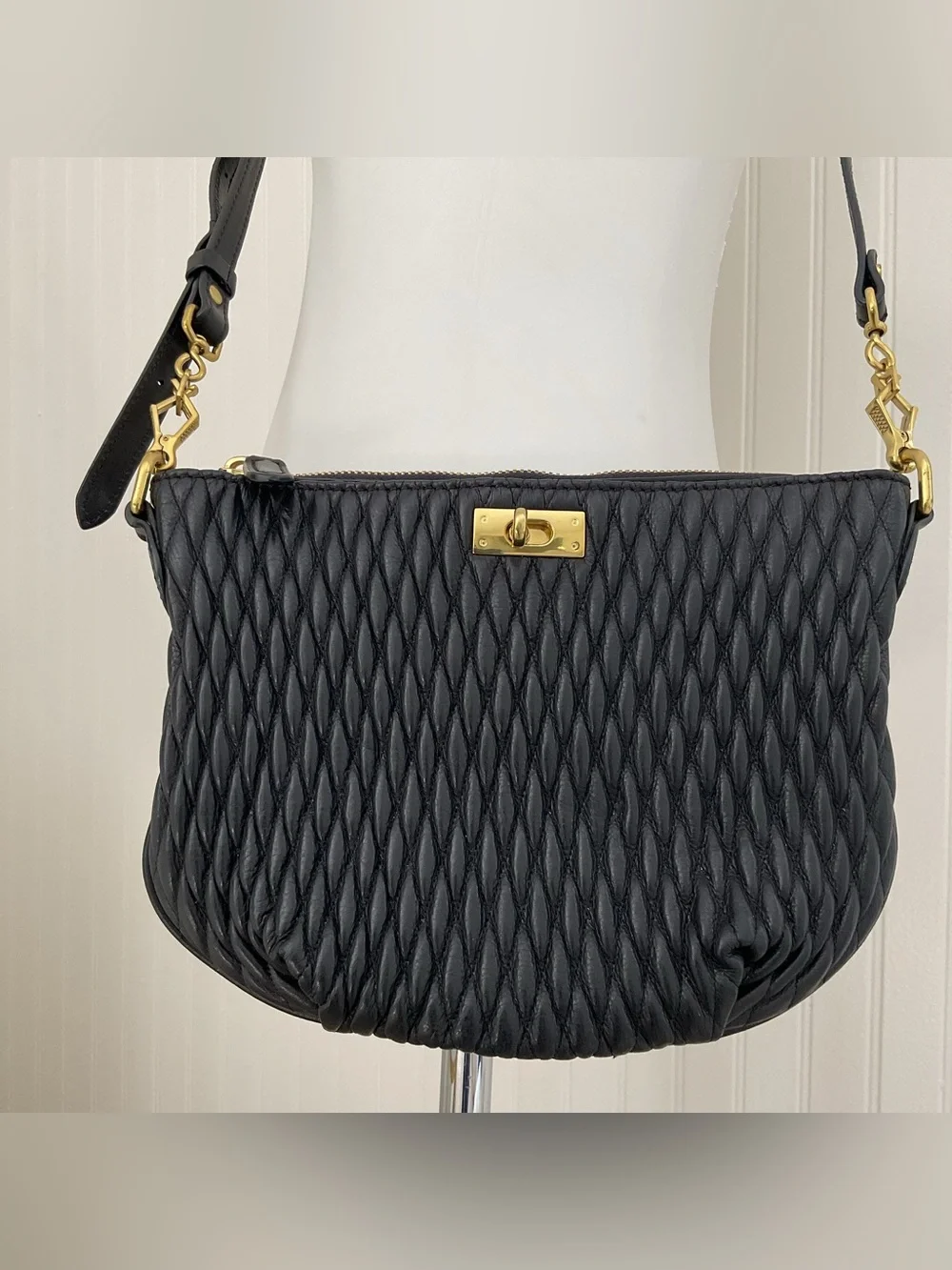 J. Crew Baby Brampton Quilted Leather Hobo Crossbody Bag